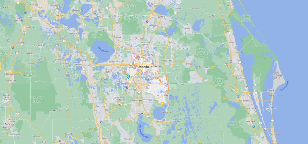 Map location of Orlando, FL for use with IT Backup Plans